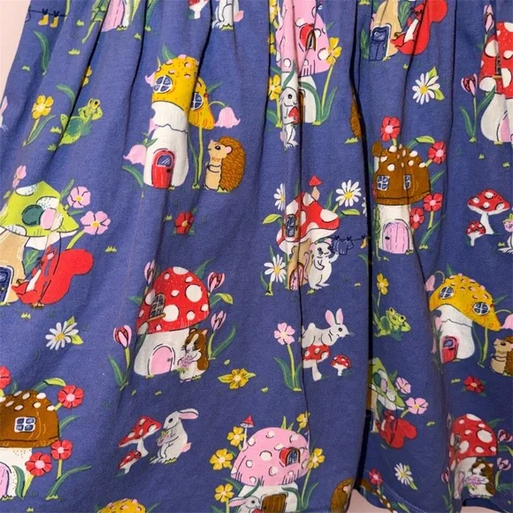 Mini Boden Toadstool Print Long-sleeve Cotton dress | size 7-8 - Picture 10 of 12